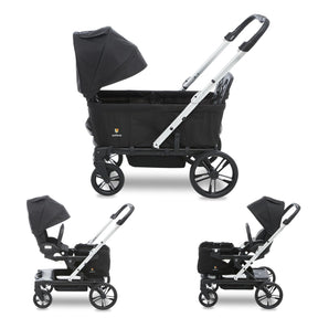 Black convertible baby stroller wagon with adjustable stroller seat for rear-facing, front-facing 