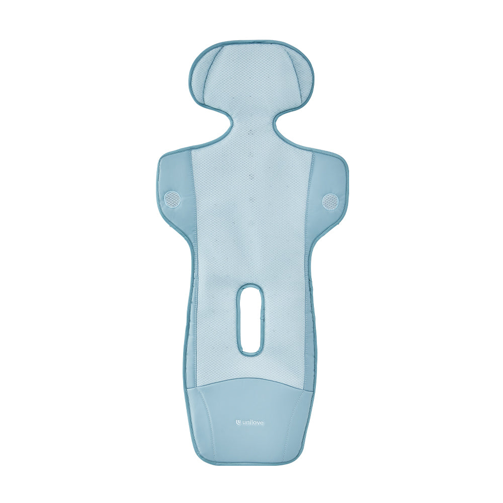 Blue baby cooling mat cover on a white background