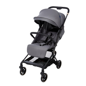 gray stroller with carbon fiber frame